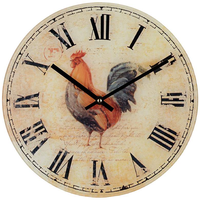 Image 1 Rooster 12 inch Wide Decorative Wall Clock