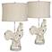 Rooster Morning Call Antique White Ceramic Table Lamps Set