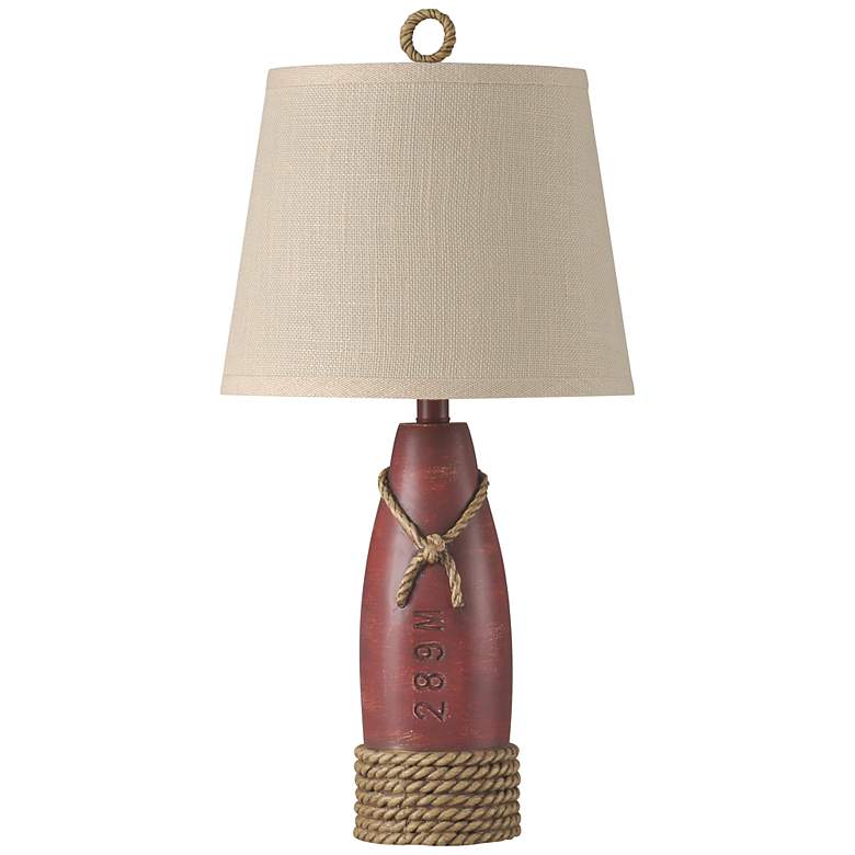 Image 2 Rope and Buoy 26.5 inch Cream Canvas Nantucket Red Coastal Table Lamp