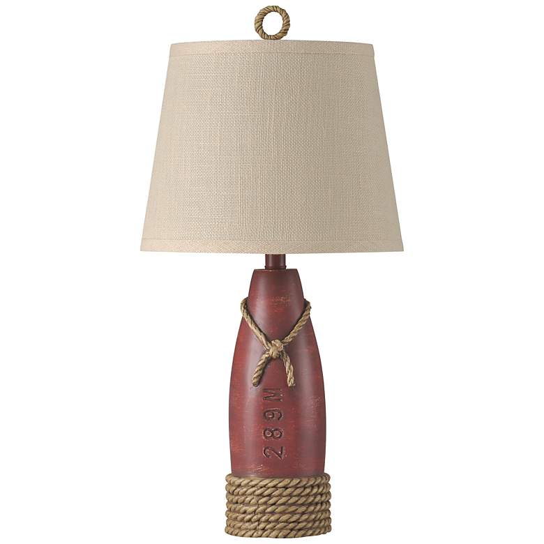 Image 2 Rope and Buoy 26.5" Cream Canvas Nantucket Red Coastal Table Lamp