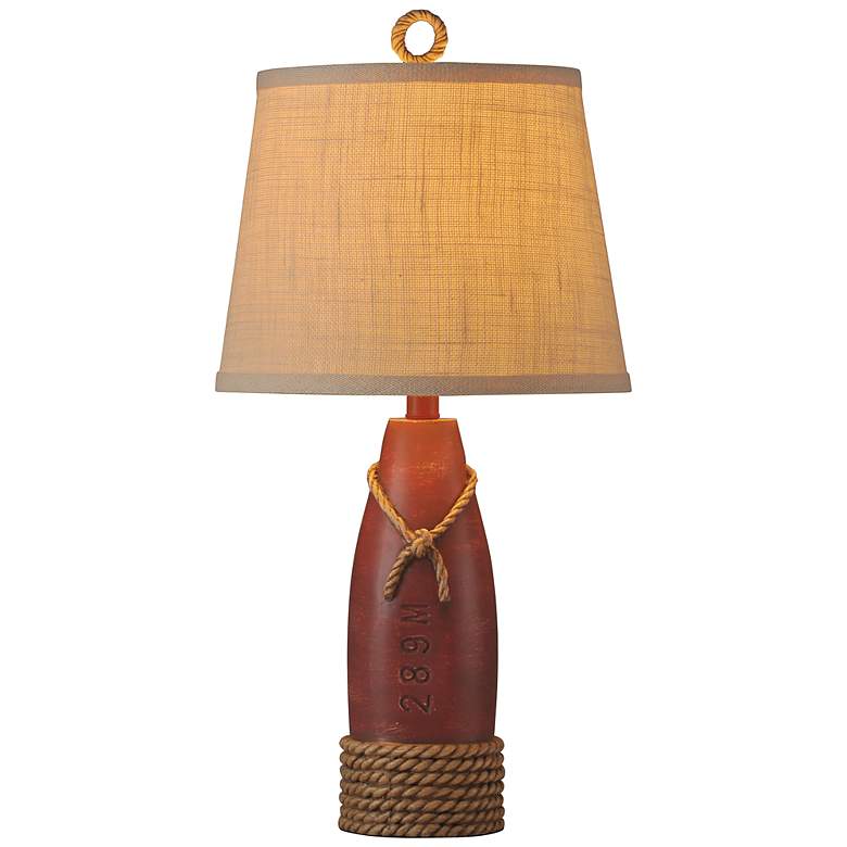 Image 5 Rope and Buoy 26.5 inch Cream Canvas Nantucket Red Coastal Table Lamp more views