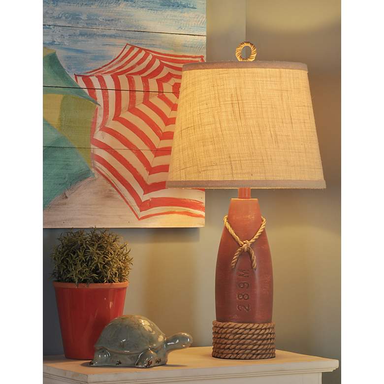 Image 7 Rope and Buoy 26.5 inch Cream Canvas Nantucket Red Coastal Table Lamp more views