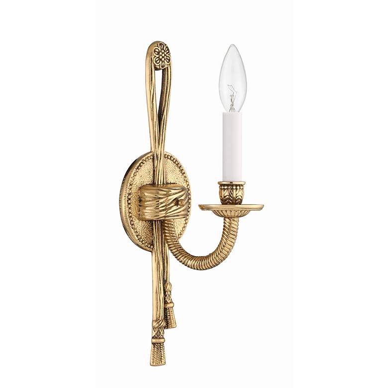 Image 4 Rope/Tassel 15" High Olde Brass Wall Sconce more views