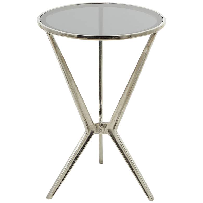 Image 2 Rory 16 1/4"W Silver Hourglass Tripod Metal Accent Table