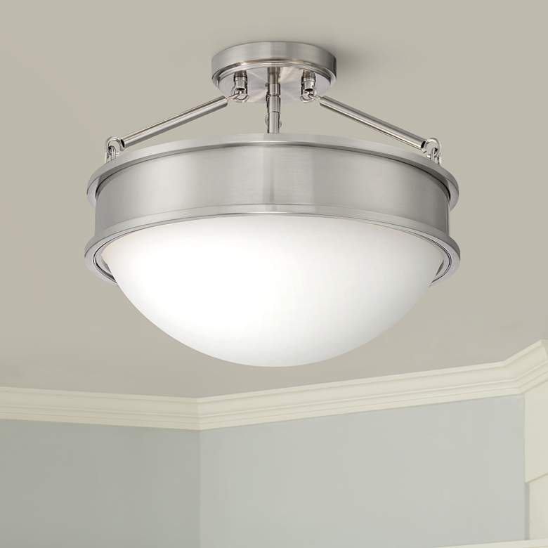 Image 1 Rory 16 inch Wide Brushed Nickel Bowl Ceiling Light