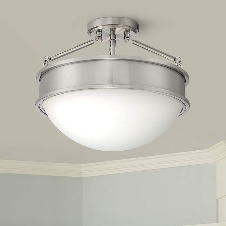 Image 1 Rory 16" Wide Brushed Nickel Bowl Ceiling Light