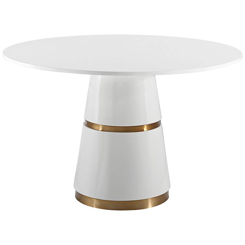 Image 1 Rosa 47" Wide White Lacquer Round Dining Table