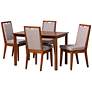 2_Rosa Gray Fabric Walnut Brown Wood 5-Piece Dining Set