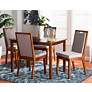 1_Rosa Gray Fabric Walnut Brown Wood 5-Piece Dining Set