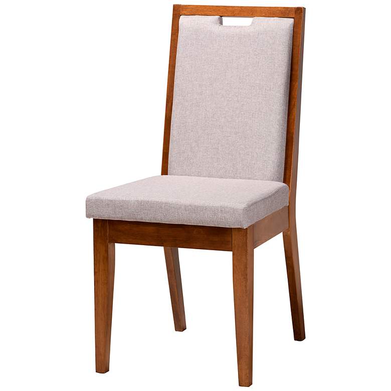 Image 3 Rosa Gray Fabric Walnut Brown Wood 5-Piece Dining Set more views