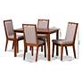 Rosa Gray Fabric Walnut Brown Wood 5-Piece Dining Set
