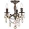 Rosalia 13" Pewter and Crystal Candelabra Traditional Ceiling Light