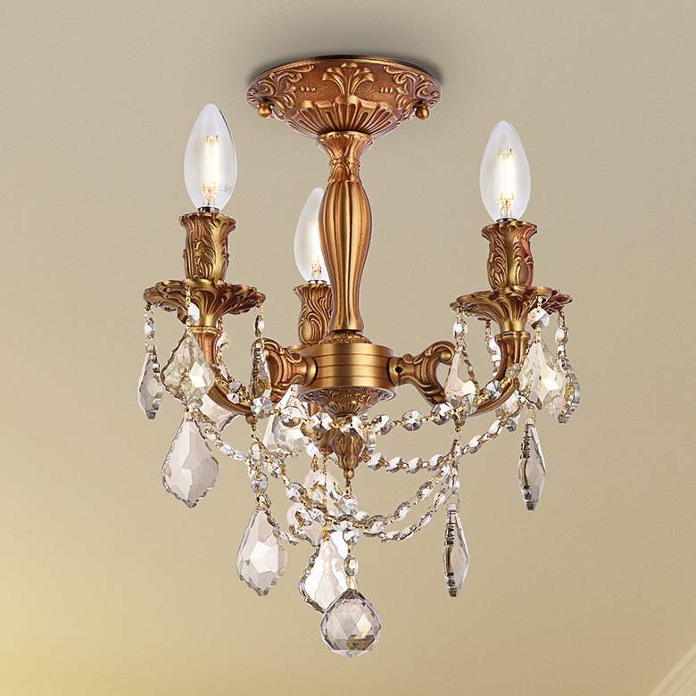 Image 2 Rosalia 13" Pewter and Crystal Candelabra Traditional Ceiling Light