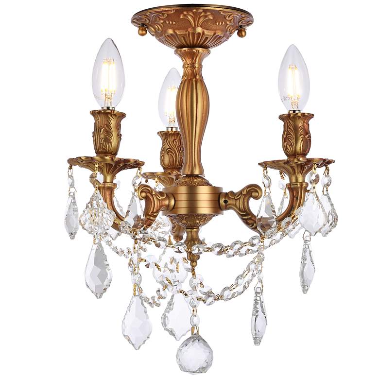 Image 2 Rosalia 13" Wide French Gold 3-Light Ceiling Light