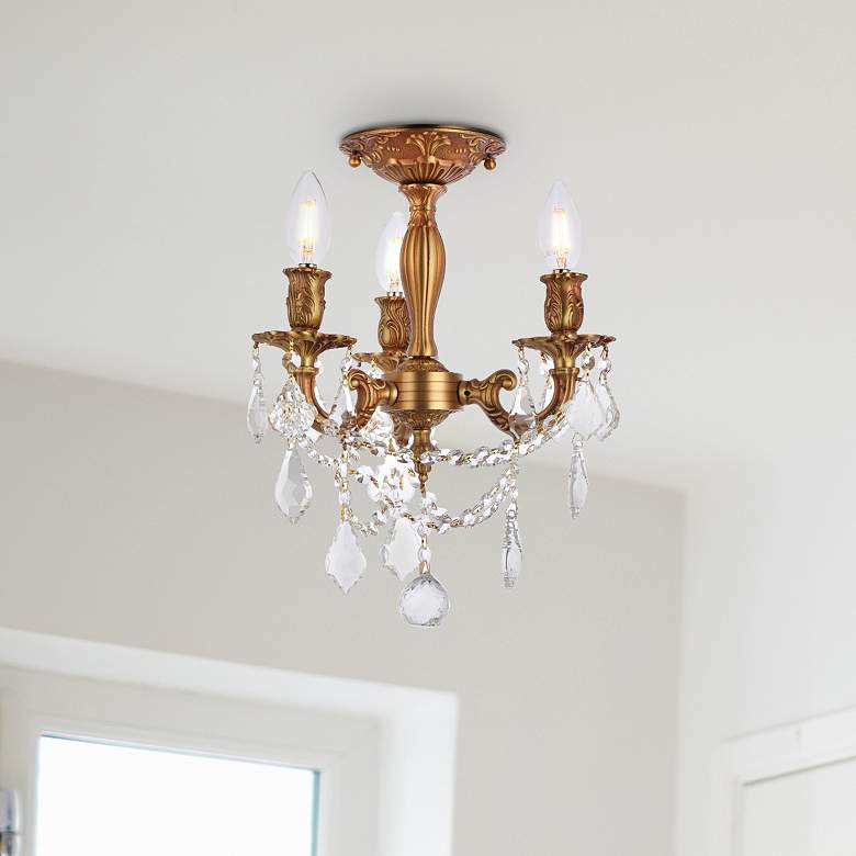Image 1 Rosalia 13" Wide French Gold 3-Light Ceiling Light