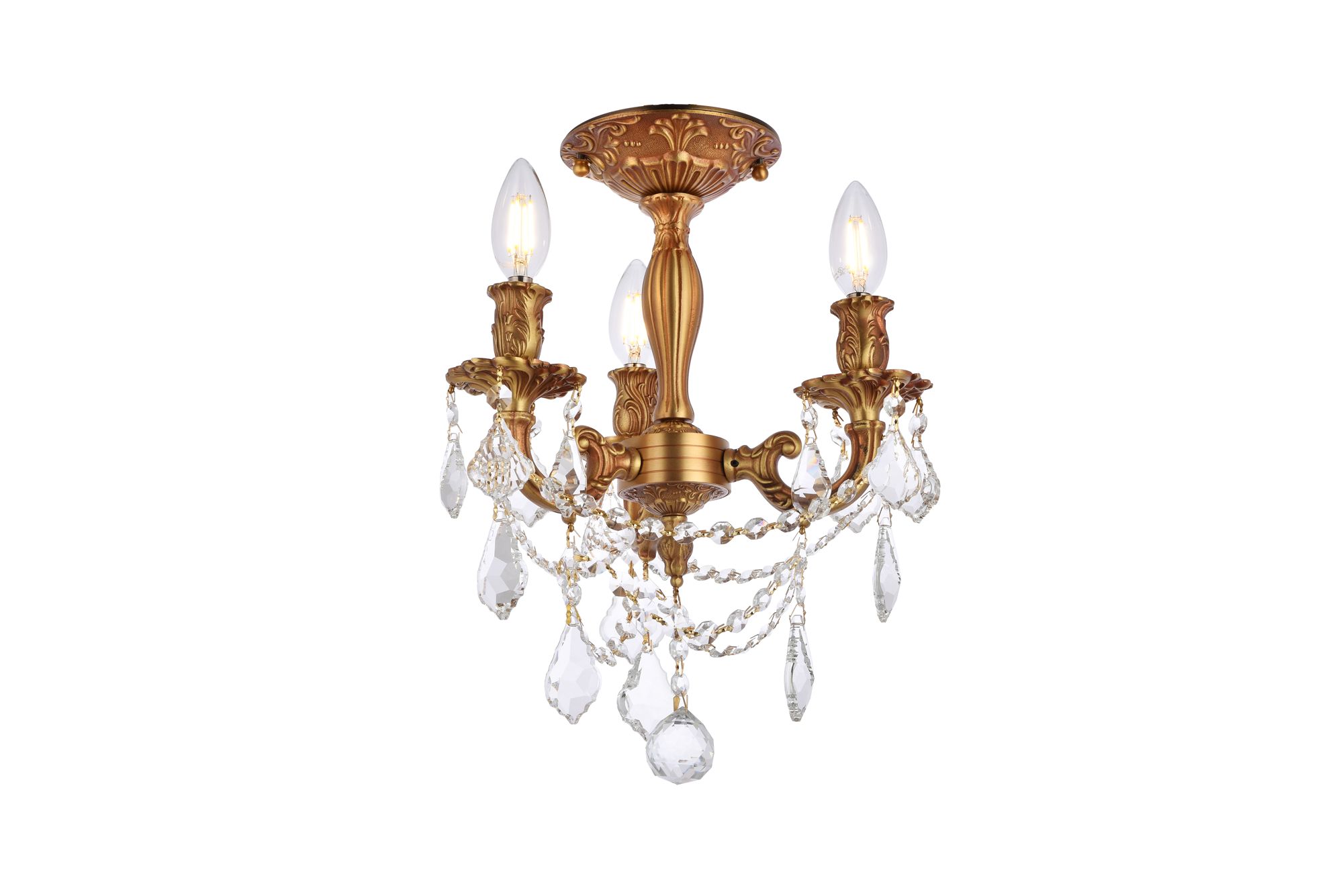 Image 4 Rosalia 13" Wide French Gold 3-Light Ceiling Light more views
