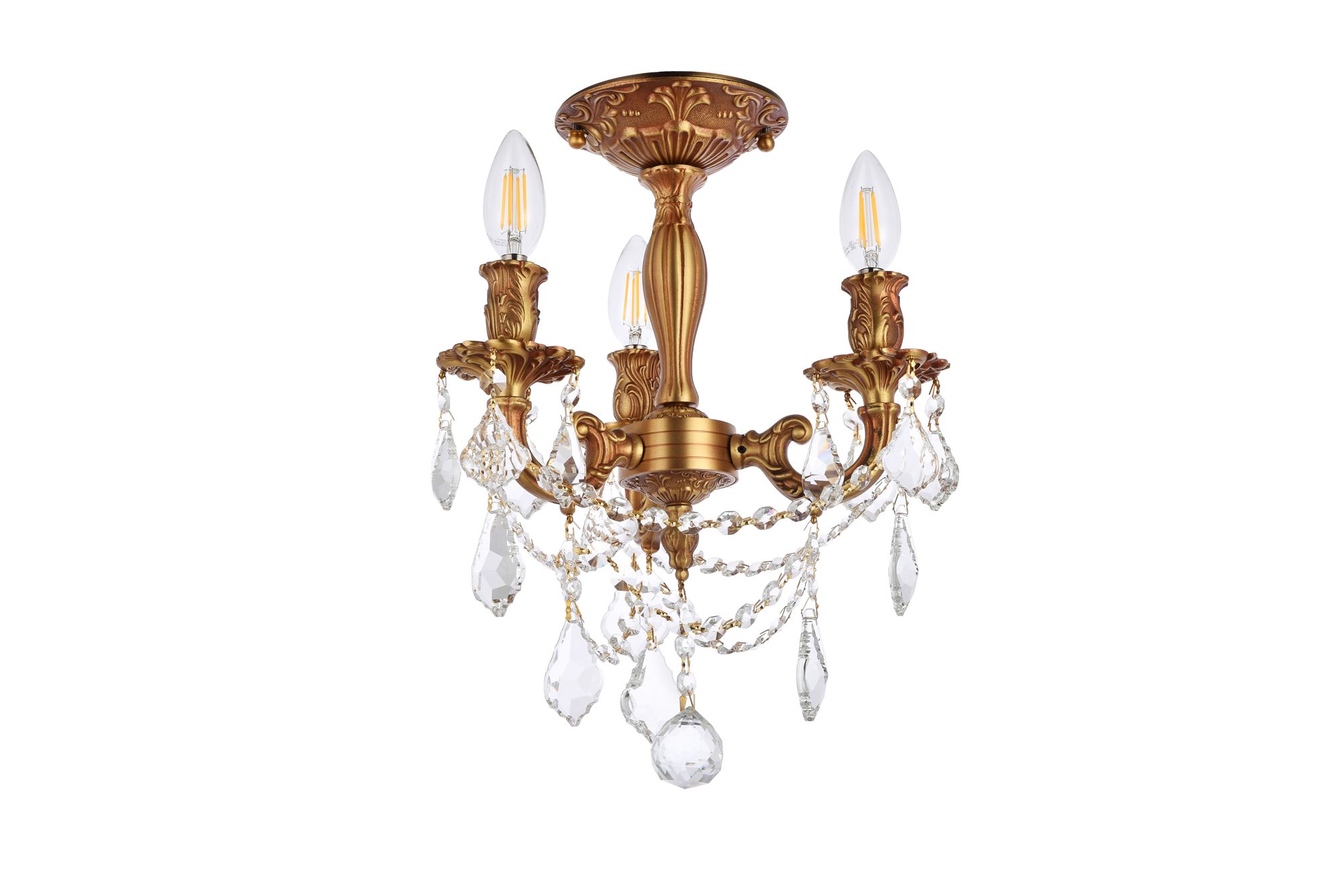 Rosalia 13" Wide French Gold 3-Light Ceiling Light