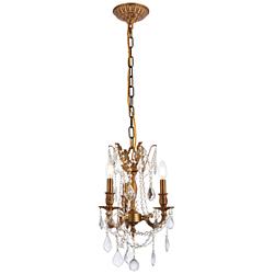 Rosalia 13" Wide French Gold Crystal 3-Light Pendant