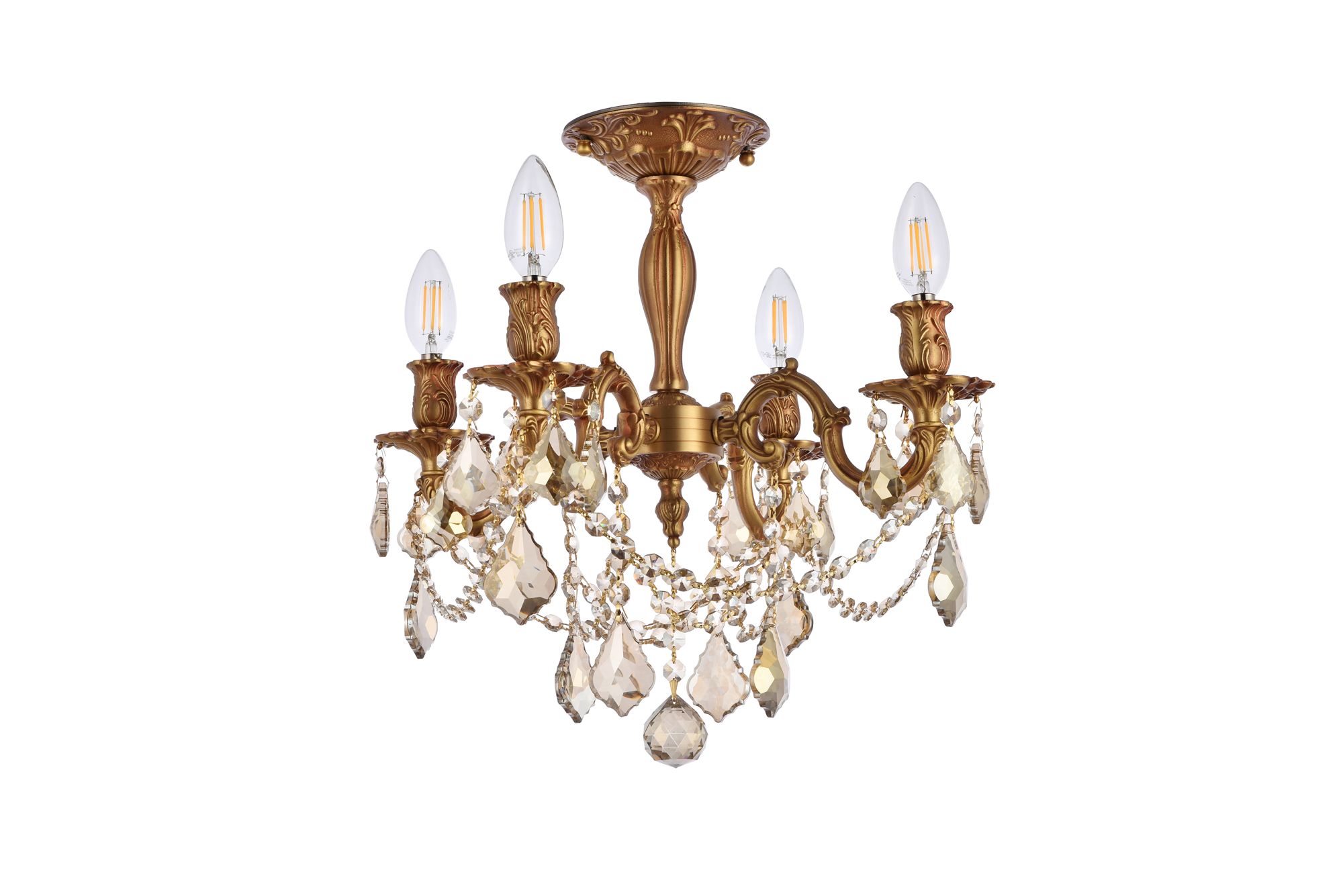 Rosalia 17" Wide French Gold 4-Light Ceiling Light