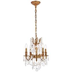 Rosalia 17" Wide French Gold Crystal 4-Light Pendant