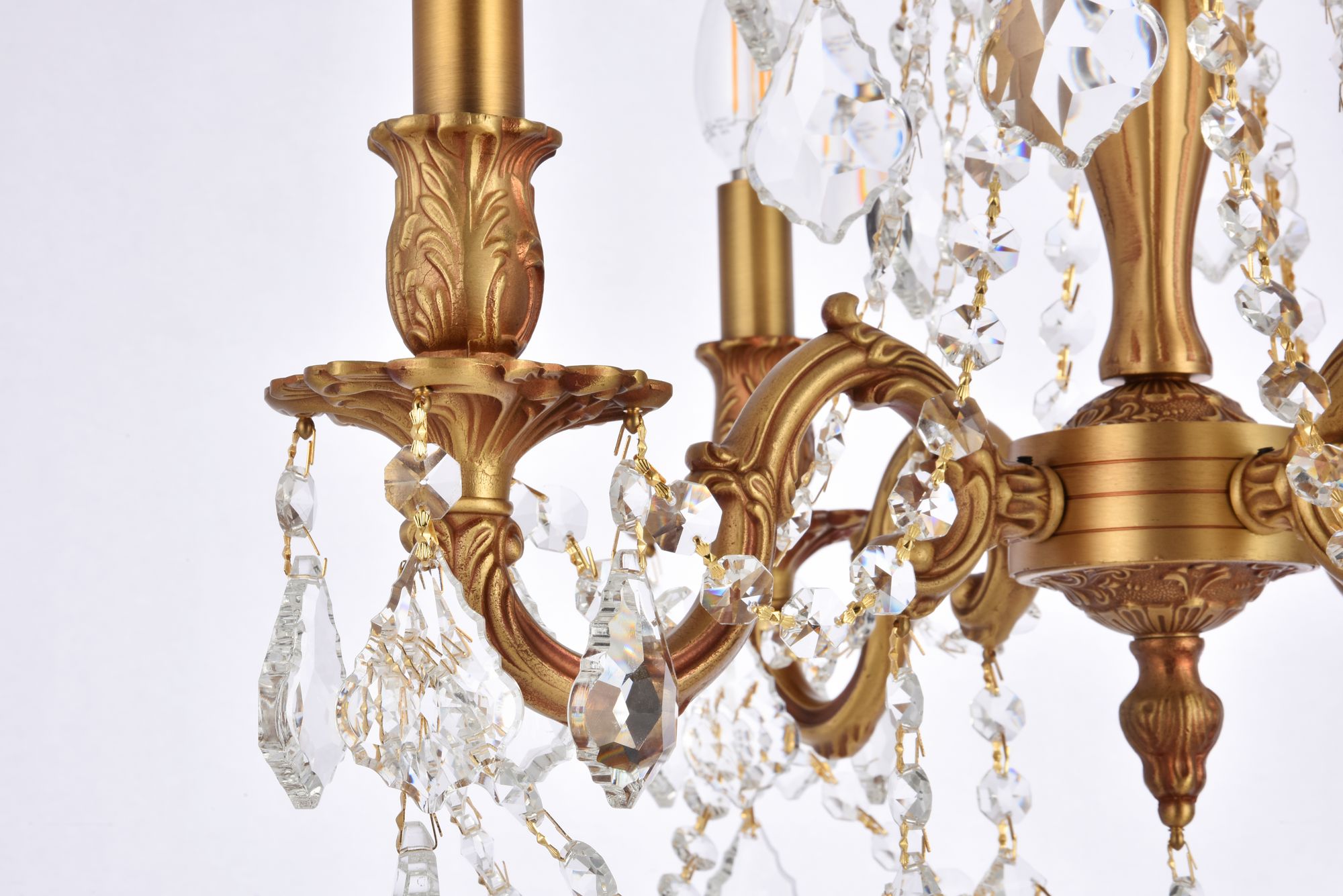 Rosalia 17" Wide French Gold Crystal 4-Light Pendant in scene