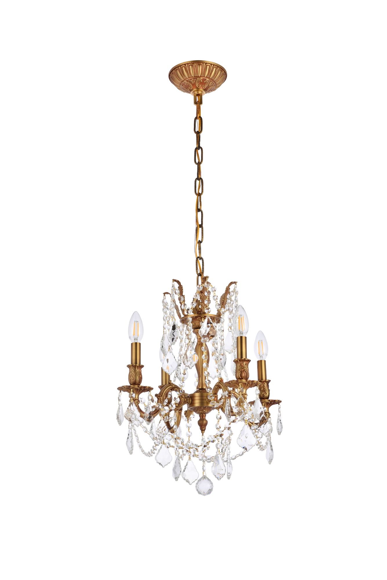 Rosalia 17" Wide French Gold Crystal 4-Light Pendant in scene