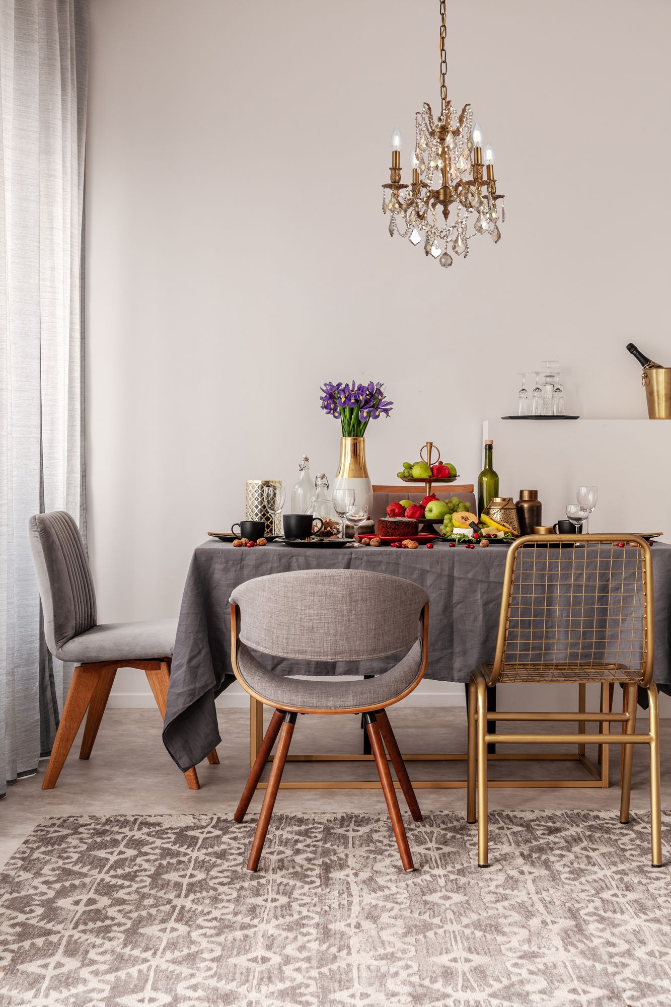 Image 3 Rosalia 17"W French Gold and Crystal 4-Light Pendant Light more views