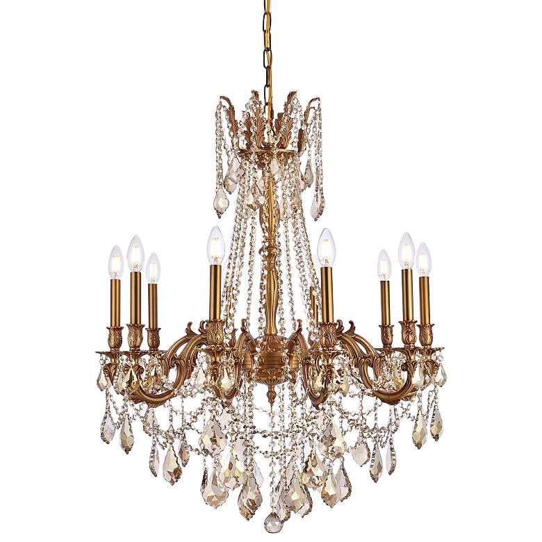 Image 1 Rosalia 28" Wide French Gold Crystal 10-Light Chandelier