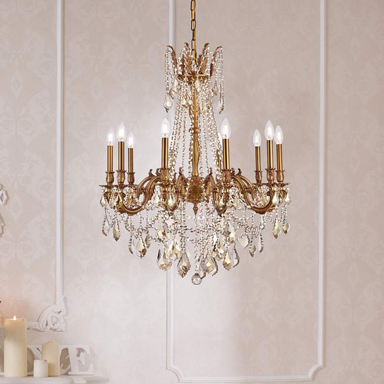 Image 1 Rosalia 28" Wide French Gold Crystal 10-Light Chandelier