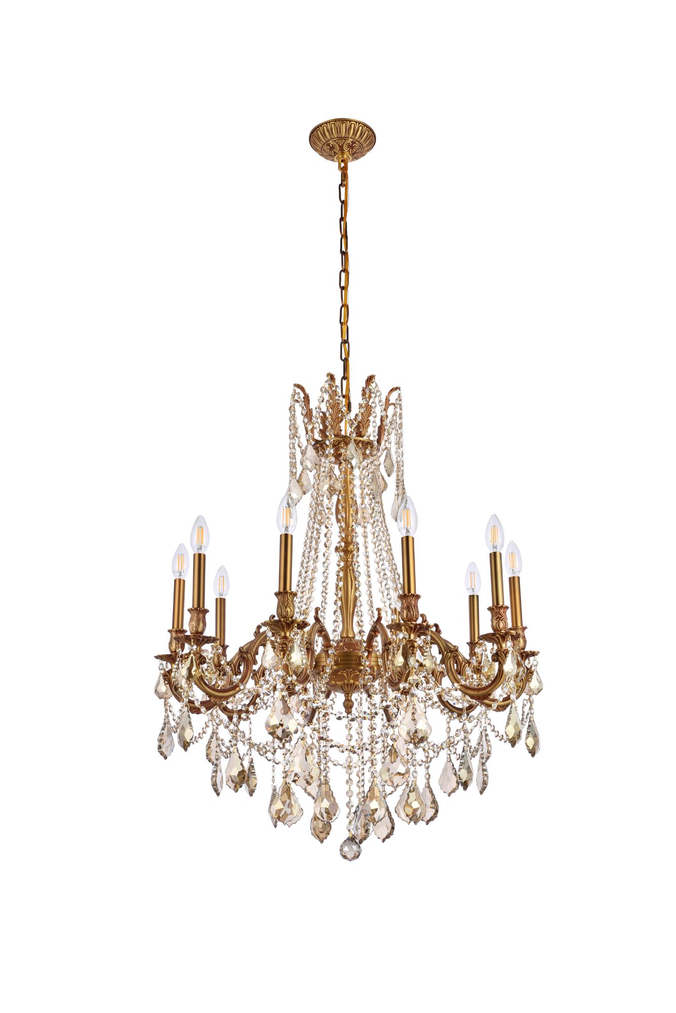 Rosalia 28" Wide French Gold Crystal 10-Light Chandelier