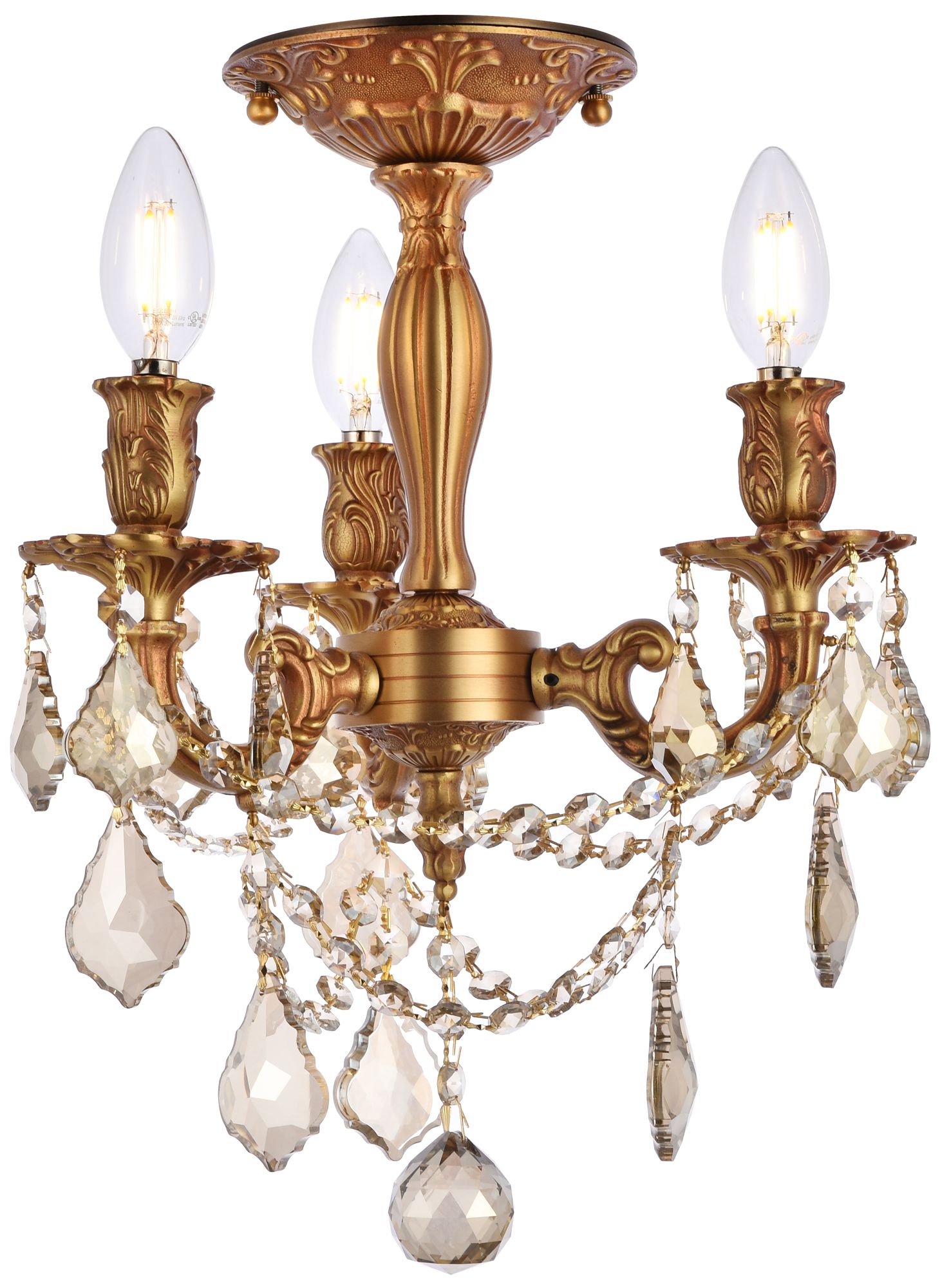 Image 2 Rosalia 3 Lt French Gold Flush Mount Golden Teak