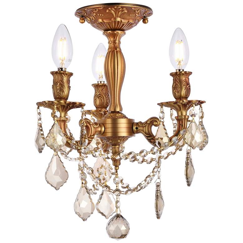 Image 2 Rosalia 3 Lt French Gold Flush Mount Golden Teak