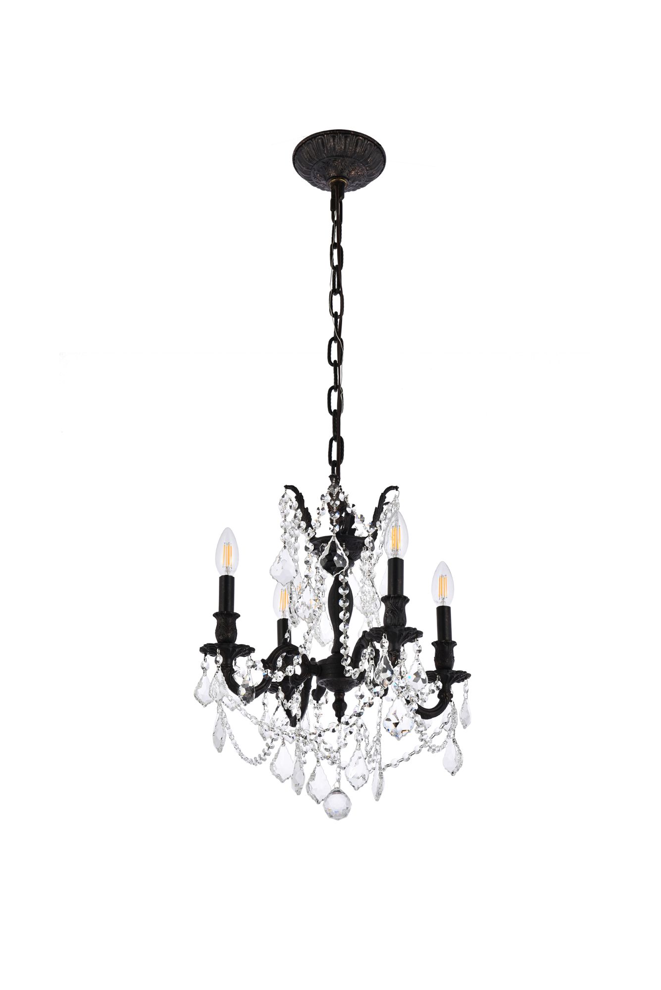 Rosalia 4 Lt Dark Bronze Pendant Clear