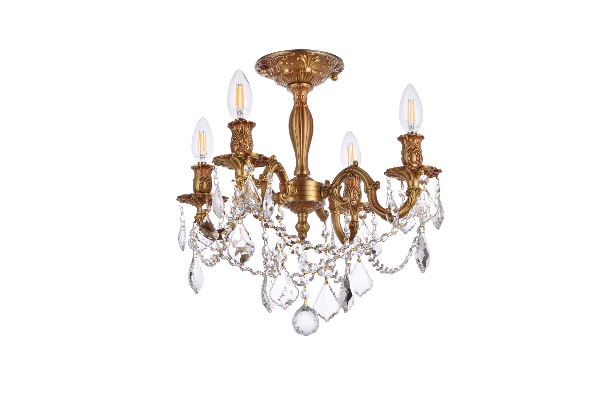 Rosalia 4 Lt French Gold Flush Mount Clear