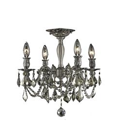 Rosalia 4 Lt Pewter Flush Mount Golden Teak