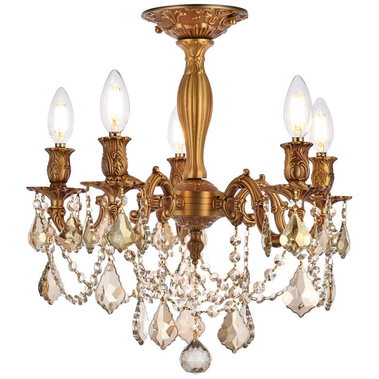 Image 1 Rosalia 5 Lt French Gold Flush Mount Golden Teak