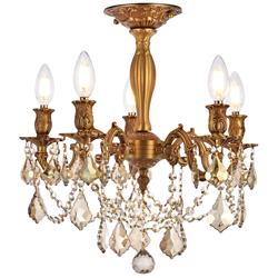 Rosalia 5 Lt French Gold Flush Mount Golden Teak