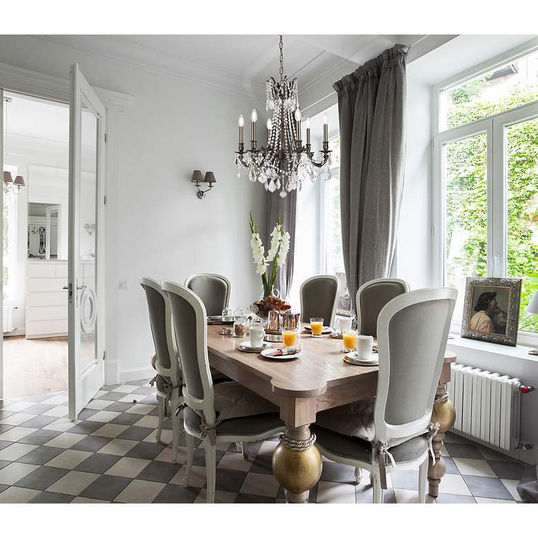 Image 3 Rosalia 6 Lt Pewter Chandelier Clear more views
