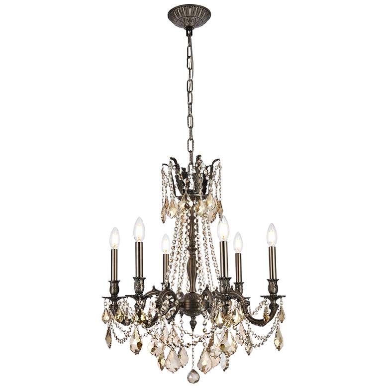 Image 2 Rosalia 6 Lt Pewter Chandelier Golden Teak