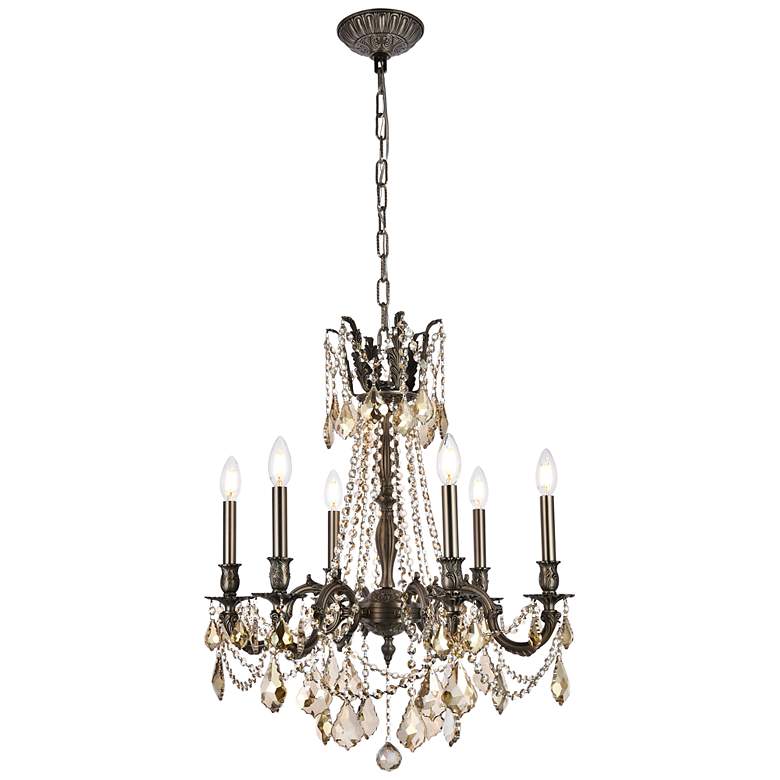 Image 1 Rosalia 6 Lt Pewter Chandelier Golden Teak