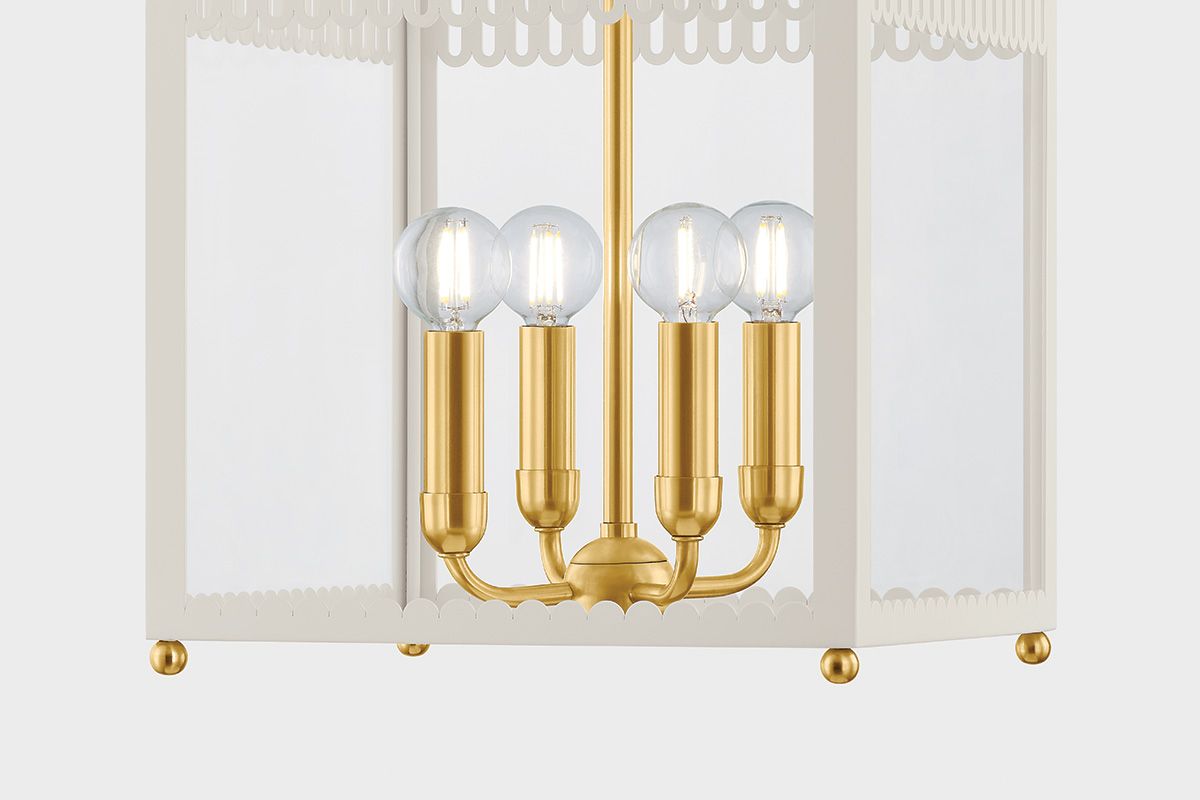 Image 3 Rosalie 13 1/4" Wide Aged Brass and Cream 4-Light Pendant more views