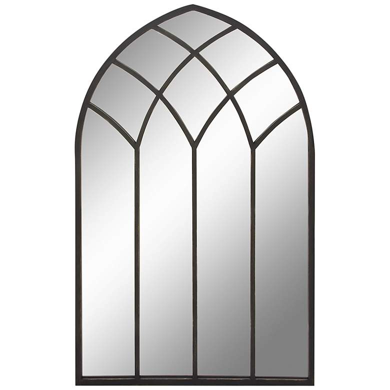 Image 2 Rosalie Distressed Black 30" x 48" Arched Top Wall Mirror