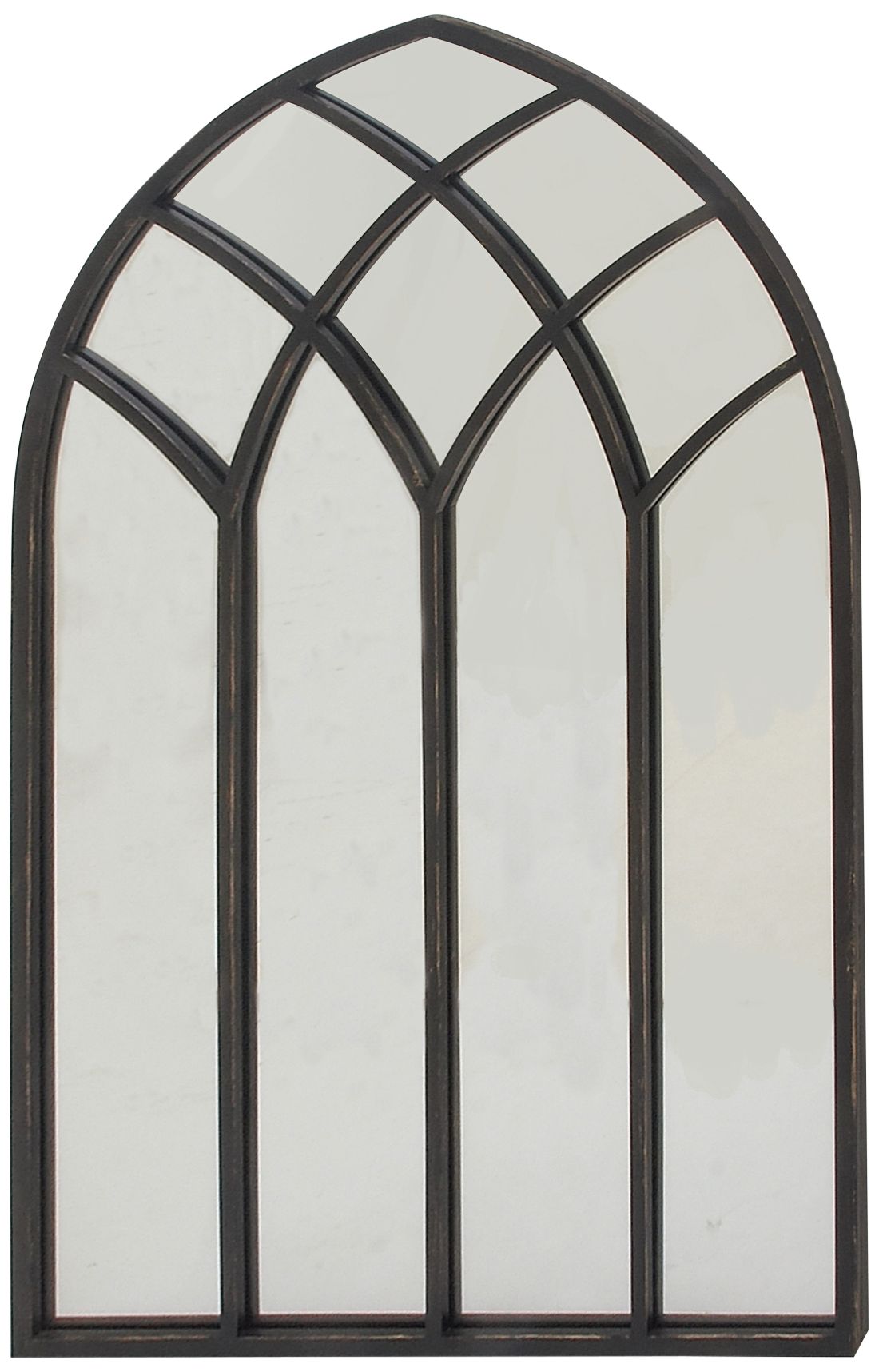 Image 5 Rosalie Distressed Black 30" x 48" Arched Top Wall Mirror more views