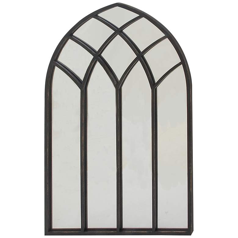 Image 5 Rosalie Distressed Black 30" x 48" Arched Top Wall Mirror more views