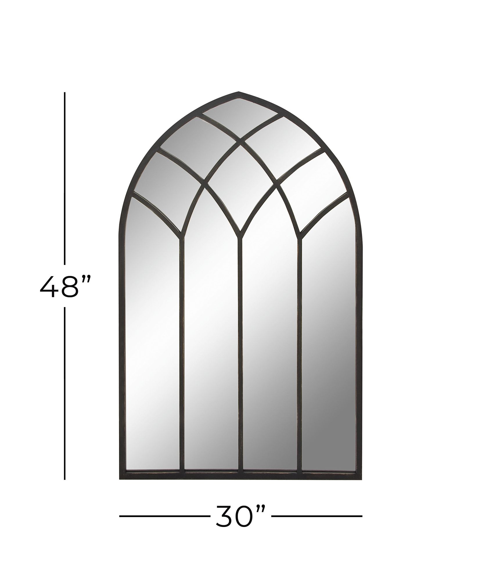 Image 6 Rosalie Distressed Black 30" x 48" Arched Top Wall Mirror more views