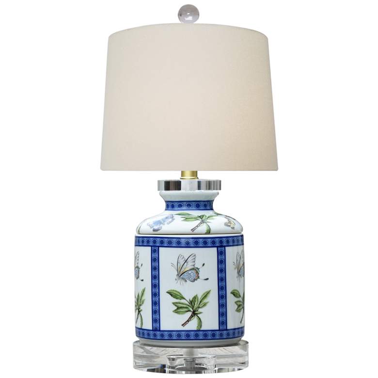 Image 1 Rosalind 18" High Butterfly Porcelain Tissue Box Table Lamp