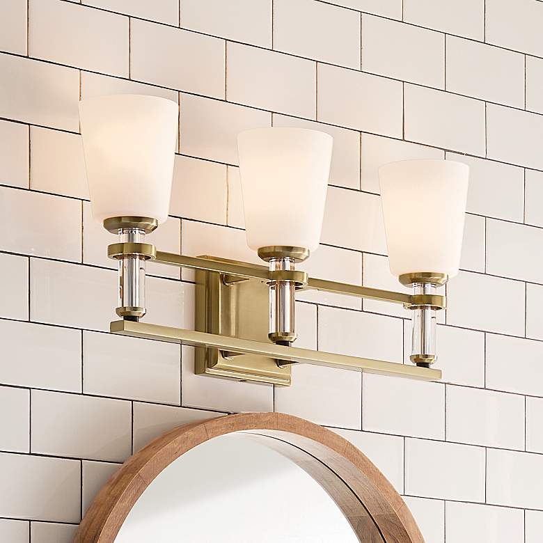 Image 2 Rosalind 23 3/4"W Brushed Natural Brass 3-Light Bath Light