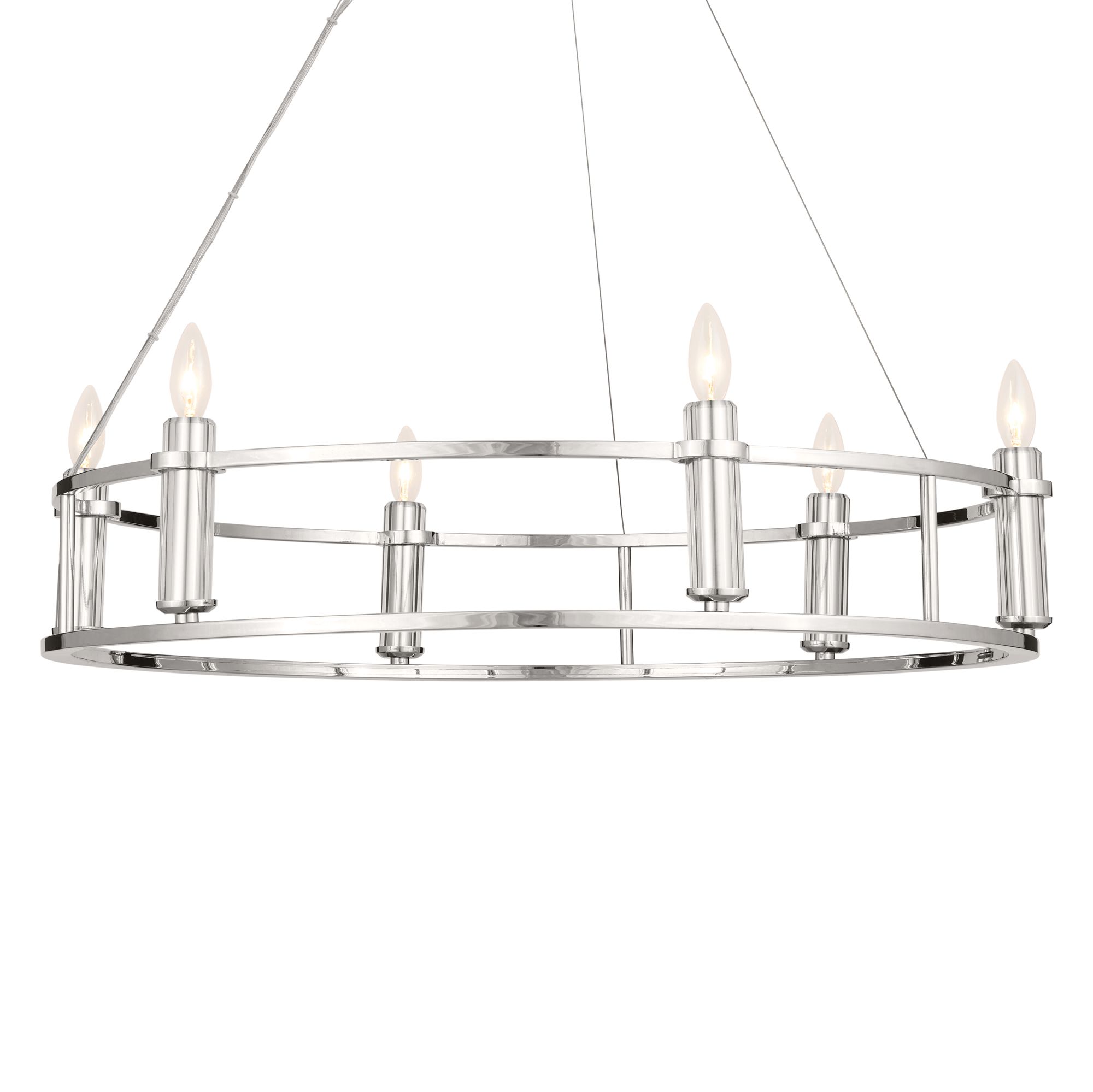 Image 3 Rosalind 33.25 Inch 6 Light Chandelier in Polished Nickel more views