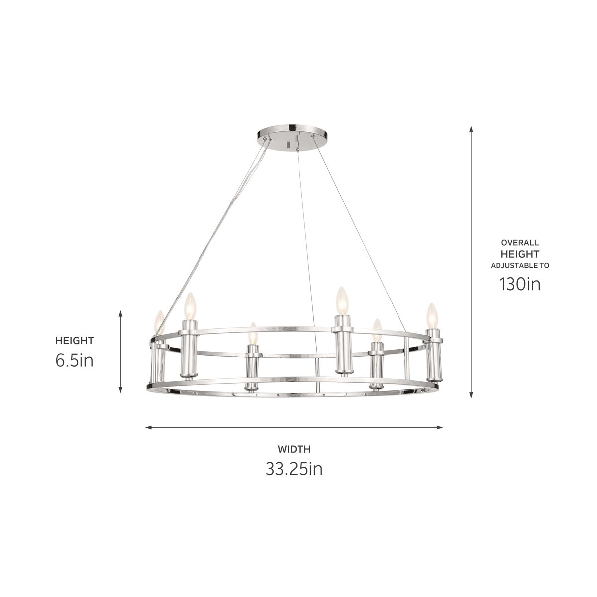 Image 4 Rosalind 33.25 Inch 6 Light Chandelier in Polished Nickel more views