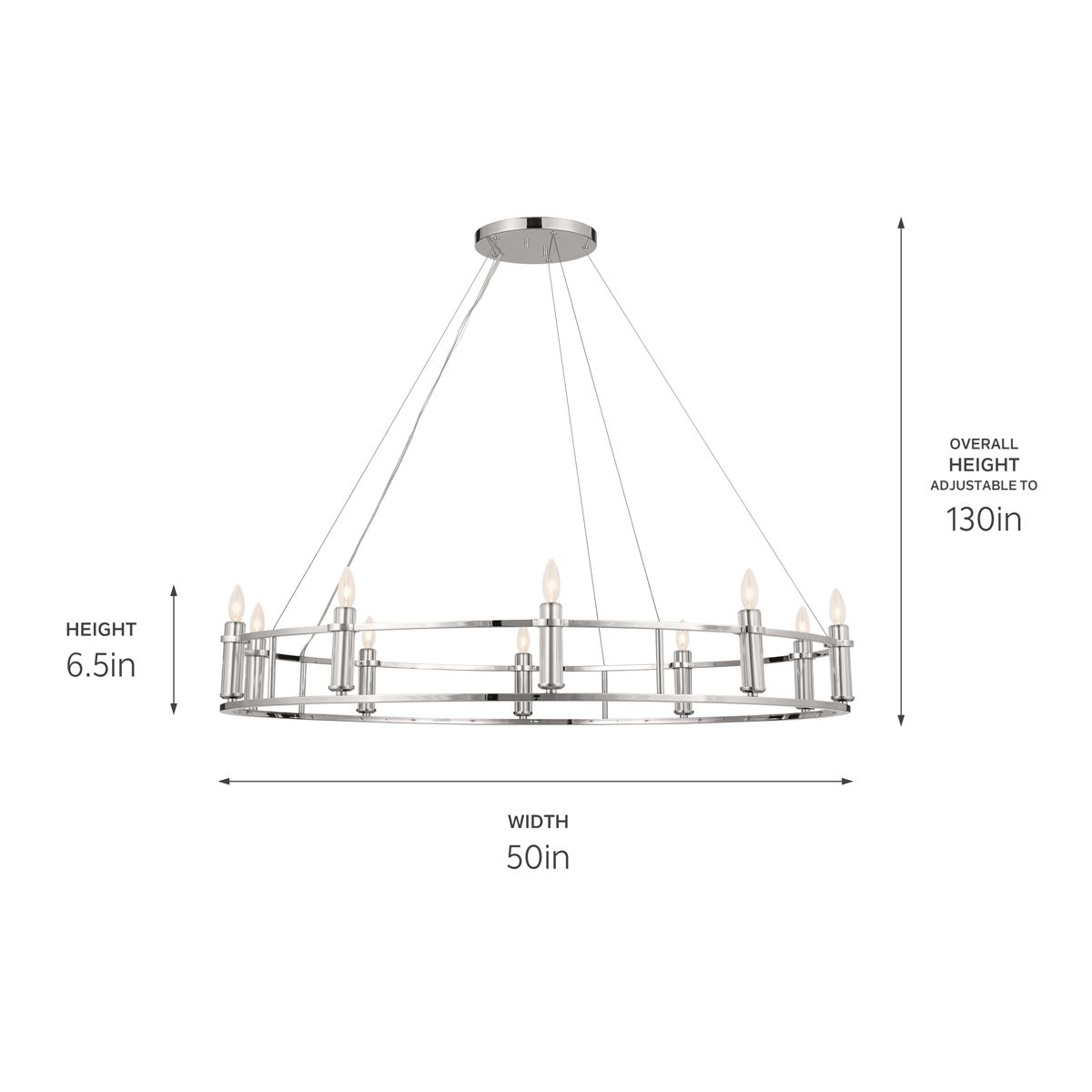 Image 4 Rosalind 50 Inch 10 Light Chandelier in Polished Nickel more views